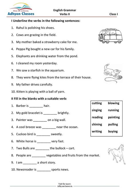 Identifying Verbs Worksheets, Worksheet On Verbs For Class 3, Identify Verbs Worksheet, Verbs Worksheet Class 4, Verbs Worksheet For Class 2, Verb Worksheets Grade 2, Verbs Worksheet 2nd Grade, Grammar Lesson Plans, Verbs Worksheet