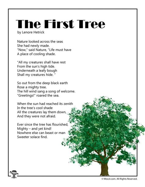 Arbor Day Poems for Kids | Woo! Jr. Kids Activities Rainforest Facts For Kids, Poems English, Poetry Comprehension, Poem For Kids, Nature Poems, Tree Poem, Poems For Kids, About Trees, Nature Poem