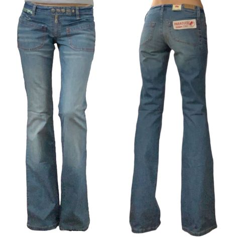 Nwt Parasuco Denim Cult Vintage Light Wash Flared Jeans Size 26 27 28 29 Closure: Zipper & Buttons Low Rise Extra Long Fabric 88% Cotton, 11% Polyester, 1% Spandex Length 34", Leg Opening 18" Measurements: Size 26 Waist 13.5" Rise 7" Size 27 Waist 14" Rise 7" Size 28 Waist 14.5" Rise 7" Size 29 Waist 15" Rise 7.5" H&m Flare Jeans, Low Rise Jeans Levis, Flare Low Rise Jeans, Light Blue Flared Jeans, Low Rise Bell Bottoms, Light Blue Flare Jeans, 2000s Latina Fashion, Funky Jeans, Low Rise Wide Leg Jeans