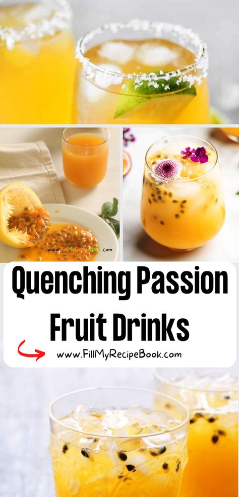 Quenching Passion Fruit Drinks recipe idea. Iced Tea and organic passion fruit juice and non alcoholic or alcoholic cocktails for summer. recipes, homemade, juices, drinks, cocktails, passion fruit, summer, holidays, organic Passion Fruit Drinks, Passion Fruit Drinks Non Alcoholic, Passion Fruit Mocktails Non Alcoholic, Drinks With Passion Fruit Syrup, Passion Fruit Punch, Passion Fruit Drinks Cocktails, Passion Fruit Alcoholic Drink, Cocktails With Passion Fruit Syrup, Homemade Juices