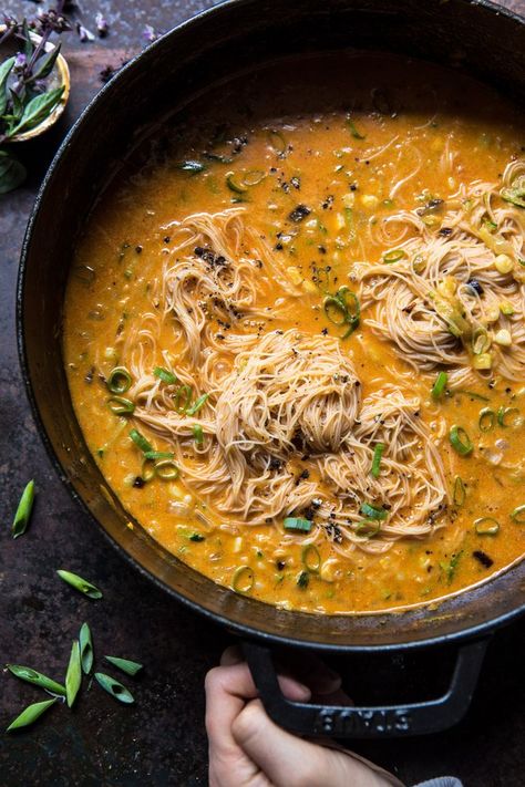 Saucy Coconut Summer Curry with Rice Noodles and Garden Vegetables | halfbakedharvest.com #curry #summerrecipes #easyrecipes #thairecipe #simplerecipes Summer Curry, Curry With Rice Noodles, Curry With Rice, Coconut Summer, Garden Vegetables, Makanan Diet, Garden Veggies, Half Baked Harvest, Coconut Curry