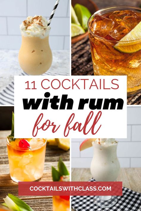 Rum Holiday Cocktails, Fall Rum Cocktails, Holiday Cocktails Thanksgiving, Alcoholic Drinks Rum, Cocktails With Rum, Cocktails With Malibu Rum, Spiced Rum Drinks, Dark Rum Cocktails, Thanksgiving Recipes Drinks