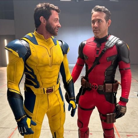 Hugh Jackman and Ryan Reynolds behind the scenes of 'DEADPOOL & WOLVERINE'. #deadpool #wolverine #hughjackman #ryanreynolds Hugh Jackman And Ryan Reynolds Cute, Ryan Reynolds Wade Wilson, Deadpool And Wolverine Behind The Scenes, Hugh Jackman Deadpool And Wolverine, Hugh Jackman Funny, Hugh Jackman Deadpool, Ryan Reynolds Funny, Wolverine And Deadpool, Ryan Reynolds Hugh Jackman