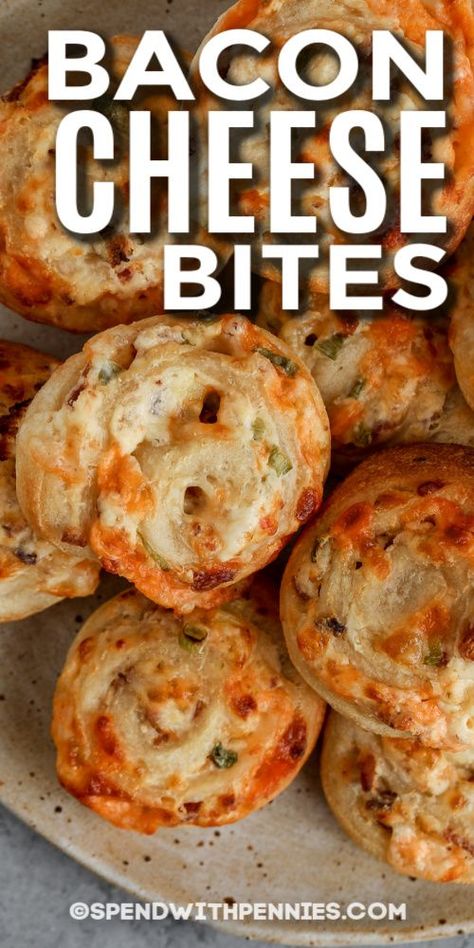 Cheesy Bacon Bites, Appetizer Recipes Bacon, Recipes Using Bacon Bits, Bacon And Cheese Bites, Bacon And Cream Cheese Bites, Low Carb Bacon Cheddar Mini Cheese Balls, Bacon Bites, Cheese Bites Appetizers, Quick Snack Recipes Appetizers