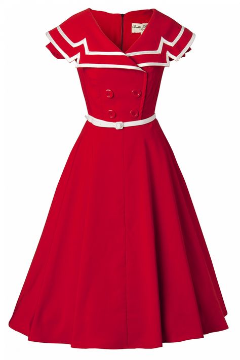 50s dress. Retro Dress 50s, Red Flare Dress, Couture Casual, 50s Outfits, Red Flare, 1950s Style, Bettie Page, Pin Up Dresses, 50s Vintage