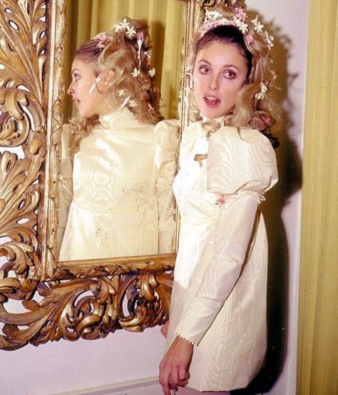 Sharon Tate Wedding, S Wedding Dress, Sharon Tate, Wedding Aesthetic, New Wife, Ivory Silk, London Wedding, Fabric Covered Button, Ethereal Beauty