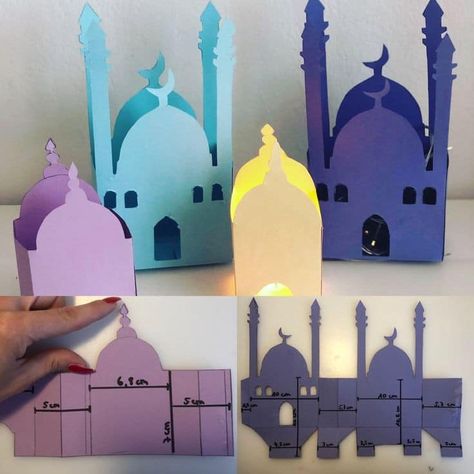 Ramadan Decorations Diy Easy, Ramadan Diy Craft Ideas, Ramadan Decorations Diy, Ramadan Decorations Ideas Diy, Eid Decoration Ideas, Paper Card Ideas, Diy Eid Cards, Muslim Kids Crafts, Ramadan Diy