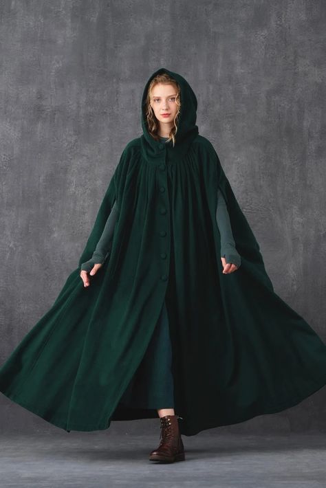 Hooded Wool Cloak Coat in Teal, Maxi Hooded Wool Cloak, Renaissance Cloak, Witch Cloak, Full Circle Cape Cloak, Winter Coat Linennaive - Etsy Australia Foggy Sky, Witch Cloak, Window Snow, Wool Cloak, Winter Cloak, Cape Cloak, Cloak Coat, Chunky Knits, Hooded Cape