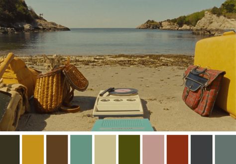 @CINEMAPALETTES Wes Anderson Color Palette, Movie Color Palette, Famous Movie Scenes, Cinema Colours, Moonrise Kingdom, Inspirational Movies, Colors And Emotions, Bold Logo, Color Film