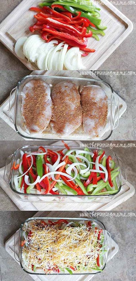 Fajita Chicken Bake, Fajita Bake, Chicken Bake Recipe, Fajita Chicken, Baked Chicken Fajitas, Baked Dinner Recipes, 5 Ingredient Dinners, Chicken Fajita Recipe, Baked Dinner