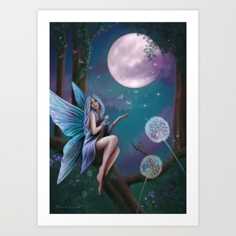 Fairy Magic Mystical Forest, Painting Dandelions, Unicorn And Fairies, Fairies Photos, Fairy Paintings, Moon Fairy, Fairy Dragon, Fairy Pictures, Fairy Artwork