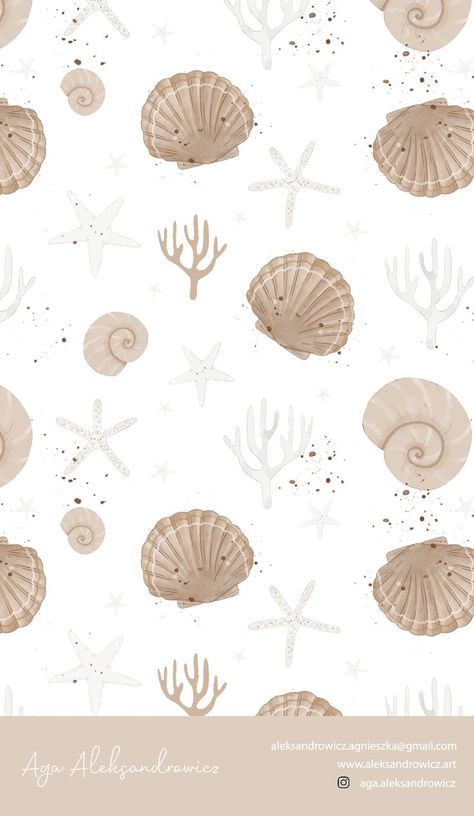 Seashell Logo Ideas, Shell Print Pattern, Gender Neutral Patterns, Baby Boutique Logo, Seashell Drawing, Seashell Illustration, Beachy Wallpapers, Inspiration Sketchbook, Seashell Pattern