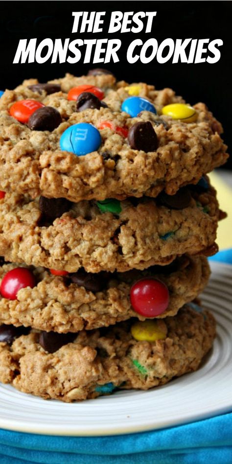 Monster Breakfast Cookies, Monster Cookies Oatmeal, Cookie Recipes Monster Cookies, Monster Cookies Recipe Gluten Free, Crumble Monster Cookie Copycat Recipe, Large Monster Cookies, Monster Cookies With Raisins, Paula Dean Monster Cookies, Monster Cookies With Pretzels