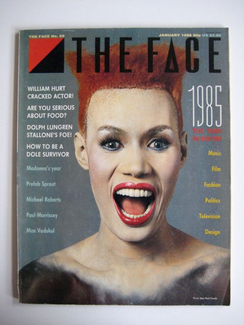 Grace Jones <3 Face Magazine, Neville Brody, The Face Magazine, Magazine Front Cover, Terry Jones, Peter Saville, Magazine Advert, Michael Roberts, Grace Jones