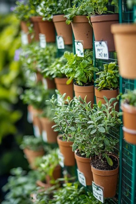 "Grow fresh herbs in style with a DIY Vertical Herb Garden! 🌱🛠️ Perfect for maximizing space and adding greenery to your home or patio. 🌟✨ #HerbGarden #DIYProjects #VerticalGarden" Small Space Herb Garden, Herb Wall Kitchen, Diy Vertical Herb Garden, Veggies Garden, Indoor Vegetables, Herb Wall, Herb Garden In Kitchen, Indoor Herb, Vertical Herb Garden