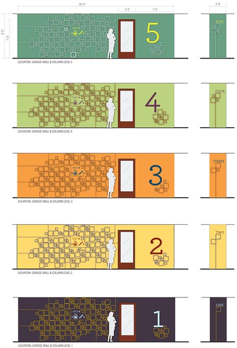 Brooklyn Botanic Garden Parking Garage on Behance Hospital Signage, Building Signage, Park Signage, Brooklyn Botanic Garden, Wayfinding Signage Design, Wayfinding Signs, Directional Signage, Wall Signage, Wayfinding Design