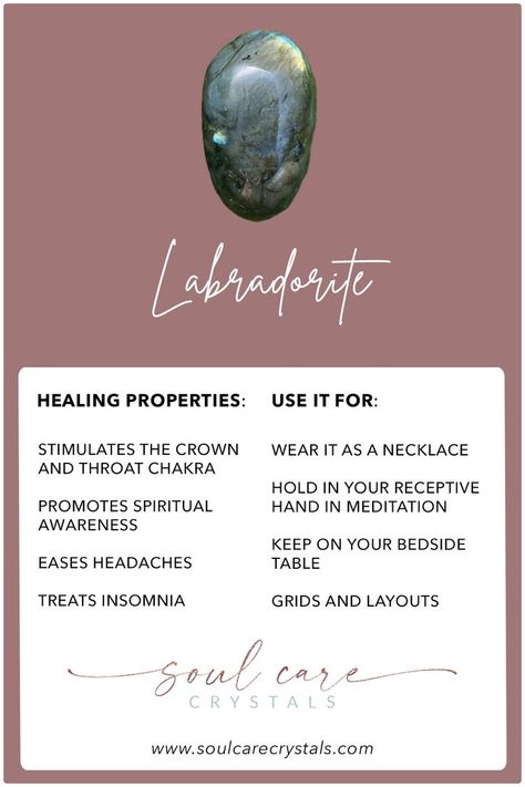 Learn about the healing properties of Labradorite and how you can use this beautiful crystal in your daily life. #Labradorite #soulcarecrystals #healingcrystals #crystalhealing Black Labradorite Crystal Meaning, Labrodite Crystal Aesthetic, Labrodite Crystal Benefits, Labradorite Crystal Meaning, Crystal Grimoire, Labradorite Benefits, Labradorite Meaning, Labradorite Healing Properties, Labradorite Properties