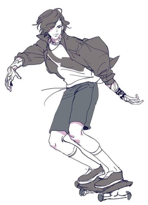 Skater Poses, 캐릭터 드로잉, Arte Sketchbook, Character Poses, Skateboard Art, Art Poses, Sketchbook Art Inspiration, Anime Poses Reference, Drawing Base