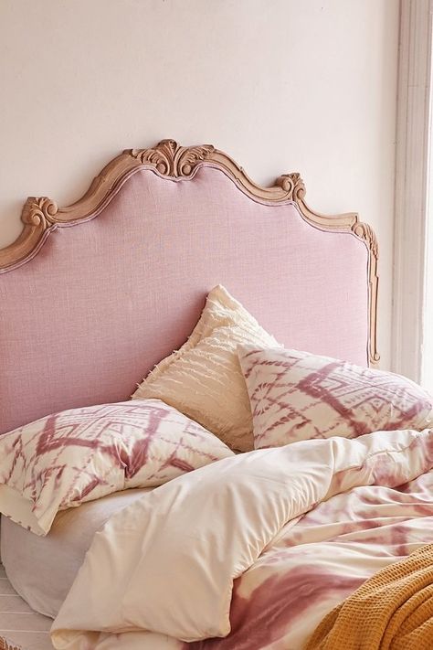 Margaux Headboard - Pretty linen headboard that adds a soft touch to any sleeping space. Hang on the wall or attach to a standard metal bed frame - Created exclusively for Urban Outfitters. [ad] Room 2015, Duvet Covers Urban Outfitters, Pink Headboard, Jacqueline Maldonado, Linen Headboard, Farmhouse Side Table, Diy Headboard, Apartment Furniture, Metal Bed Frame