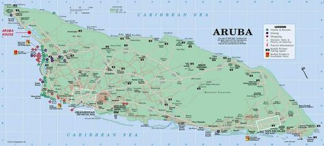 Map Of Aruba, Aruba Map, Aruba Island, Cruise Kids, Oranjestad, North America Map, Lesser Antilles, Tourist Map, Island Tour