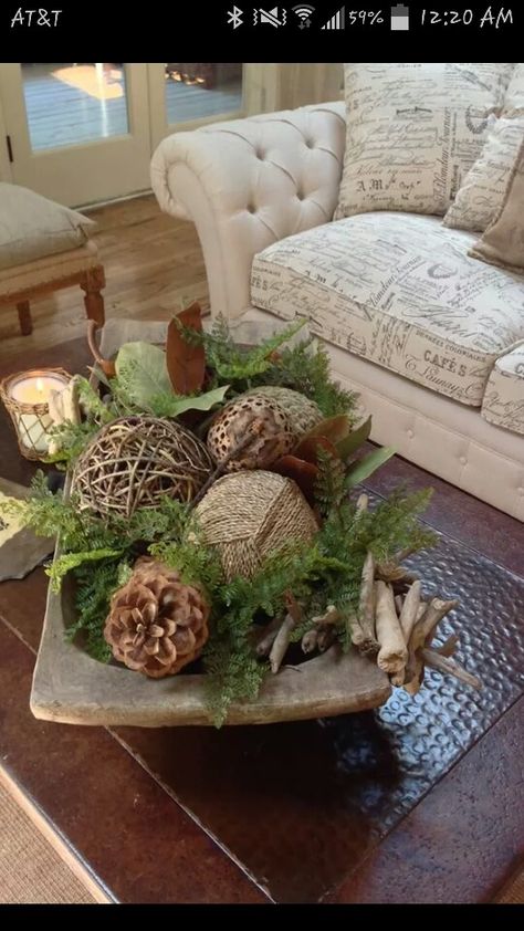 Love this look. Farmhouse Coffee Table Decor, Relaxation Corner, Dough Bowl Centerpiece, Kitchen Table Centerpiece, Steaming Cup, Coffee Table Farmhouse, Small Coffee Table, Farmhouse Decor Living Room, Dough Bowl