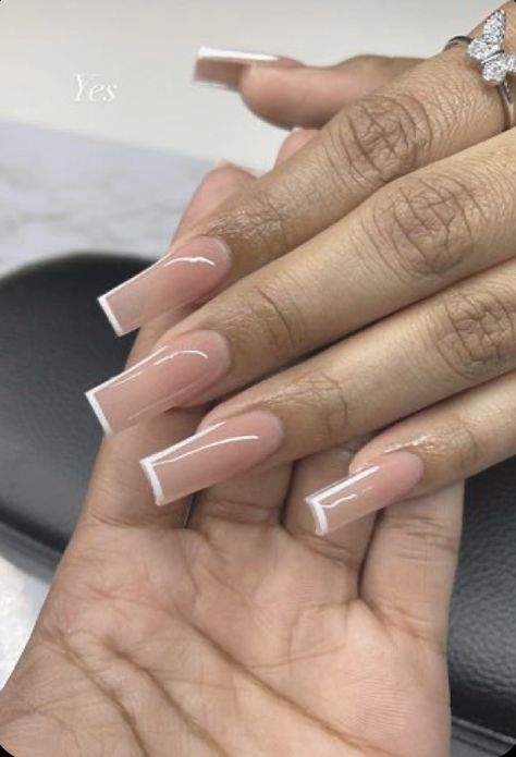 Nail Ideas Mid Length Coffin, Medium Length Square Nails Summer, Basic Square Acrylic Nails, Long Square Acrylic Nails Designs Simple, Nude Tapered Square Nails, Coffin Holiday Nails, Simple Medium Nails, Medium Length Acrylic Nails Square, Simple Medium Acrylic Nails