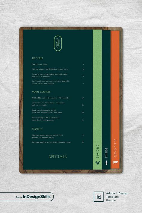 Restaurant Kit for InDesign | Menu Template Pack Contemporary Menu Design, Upscale Menu Design, Minimal Menu Design, Wine Menu Design, Digital Menu Design, Menu Booklet, Cocktail Menu Design, Menu Design Restaurant, Bar Menu Design