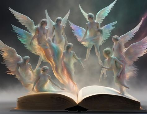 FANTASY BOOK - Fantasy book of rainbow iridescence of Angels reaching out of a 3d sculptured book - AI Generated Artwork - NightCafe Creator Angel Books, Cafe Logo, Fantasy Book, 3d Drawings, Art Generator, Free Fun, Online Painting, Painting Photos, Fantasy Books