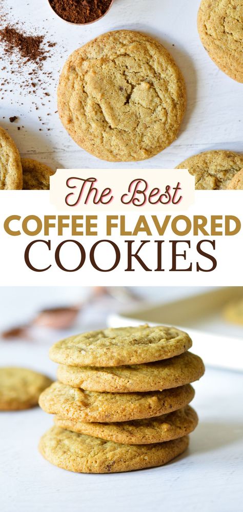 a stack of coffee cookies Coffee Dipping Cookies, Cappuccino Cookies Recipe, Cookie Recipes Coffee, Pantry Baking Recipes, Instant Coffee Cookies, Irish Coffee Cookies, Coffee Cookies Recipes Easy, Cookies That Travel Well, Coffee Cookie Recipes