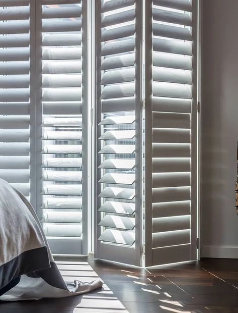 Bedroom Shutters - West Country Shutters Bedroom Window Shutters, Inside Shutters, White Shutter Blinds, Shutters Bedroom, Country Shutters, Bedroom Shutters, Wall Separator, Shutters Interior, Taunton Somerset