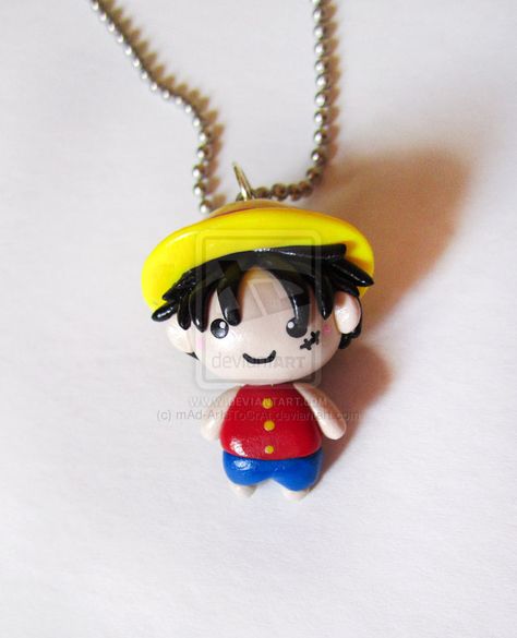 Anime Clay Ideas, Chibi Luffy, Anime Diys, Clay Keychain, Clay Magnets, Polymer Clay Flower Jewelry, Diy Abstract Canvas Art, Anime Jewelry, Anime Crafts