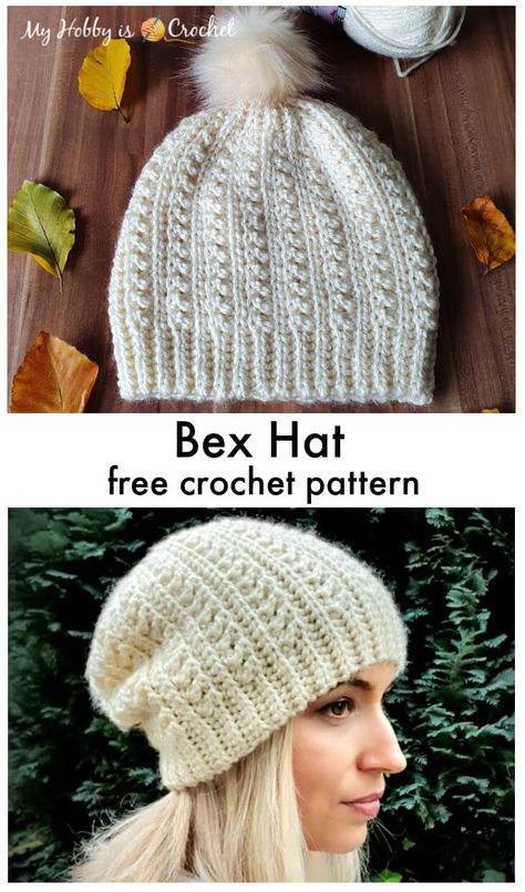 Bex crochet Hat knit-look Crochet Beanie Cap Free Pattern, Crochet Hats Free Pattern Worsted, Best Crochet Hat Pattern, Sock Yarn Crochet Hat Pattern, Knitted Winter Hats For Women, Women’s Crochet Hat Pattern, Slouchie Beanie Pattern, Free Winter Hat Crochet Pattern, Knit Look Crochet Hat Pattern Free