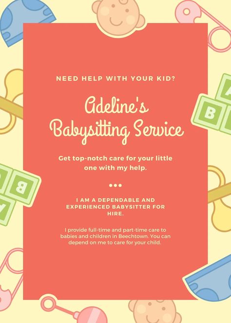 Babysitting Flyers, Food Label Template, Babysitting Jobs, Flyer Free, Advertisement Template, Travel Brochure Template, Free Website Templates, Presentation Layout, Card Templates Free