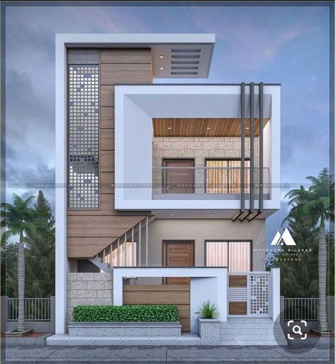 2 Story House Elevation Modern, Balcony Elevation Ideas, Boundry Wall Front Elevation, 2 Cent House Plan, Modern House Outer Design, Duplex House Elevation, Boundry Wall, House Design 3d, House Structure Design