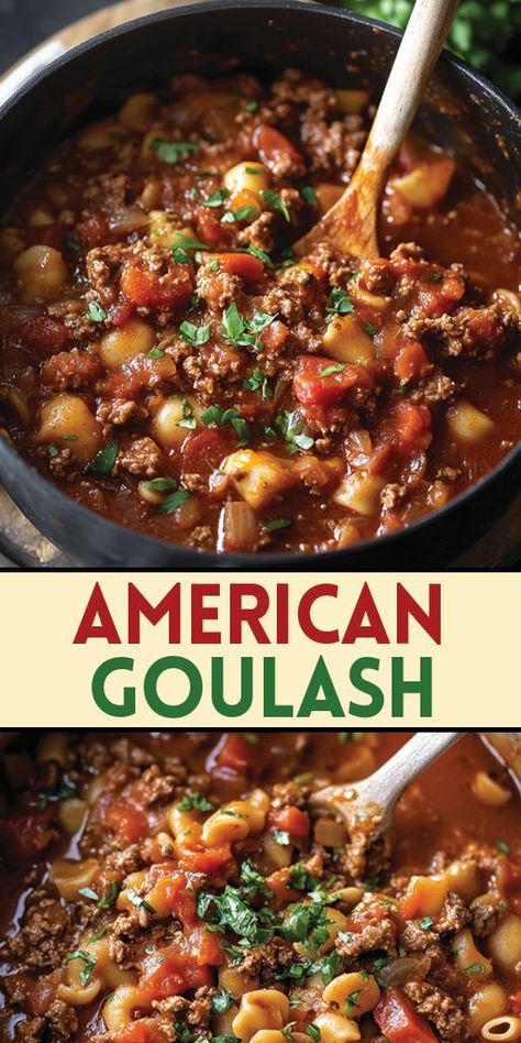 This American Goulash is a comforting, one-pot dish that’s packed with delicious flavors and ready in under an hour! Made with tender ground beef, pasta, and a rich tomato sauce, this classic dish is sure to become a family favorite. Plus, it’s super easy to make and perfect for meal prep!

Ready to try this delicious dish? Click to save this Pin and get the full recipe! 📌

#AmericanGoulash #OnePotMeals #ComfortFood #EasyDinners #FamilyFriendlyRecipes #QuickRecipes #GroundBeefRecipes Ground Beef Tomato Pasta, Recipe For Goulash Ground Beef, Hamburger Goulash Recipes Macaroni, Goulash Recipes Instant Pot, Goolosh Recipe Ground Beef, Best Goulash Recipes Beef, American Goulash Recipes, Beef Goulash Recipes, Goulash Recipes Easy Ground Beef