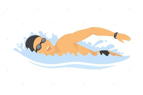 Swimming man - cartoon character vector illustration EPS. Download Swimming Character, Swimming Sketch, Swimmer Illustration, Swim Illustration, Swimming Drawing, Illustration Storyboard, Disney Storyboard, Swimming Illustration, Cartoon Swimming