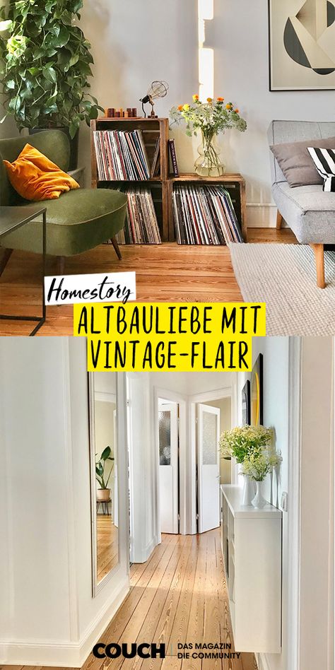 In dieser tollen Wohnung mitten in Hamburg lebt headstreams auf 90qm, aufgeteilt auf 4 Zimmer. In der gesamten Wohnung ist ein toller Dielenboden verlegt. Altbauliebe mit Vintage-Schätzen und modernen Details, so lässt sich der Einrichtungsstil am Besten beschrieben. #homestory #altbau #altbauliebe #dielenboden #flur #wohnzimmer #vintage #sessel #einrichten #gestalten #COUCHstyle Pinterest Predicts, New News, Hallway Designs, Just Wait, New Room, Room Inspo, Modern Vintage, Mid-century Modern, Sweet Home