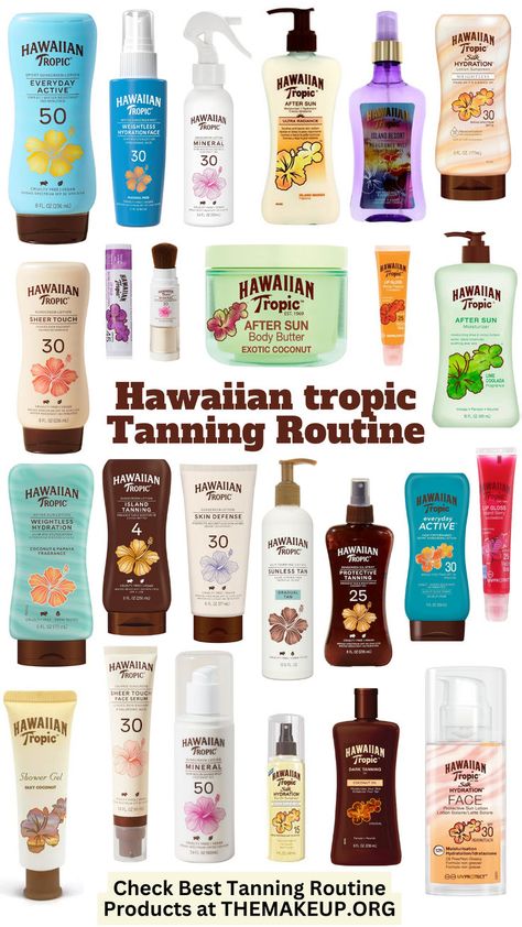 Hawaiian Tropic: Complete Tanning Routine Essentials for Your Sun-Kissed Glow Tanning Products In The Sun, Tan Routine Beach, What To Bring To Hawaii, Hawaiian Tanning Oil, Beach Aethstetic, Tanning Tips In The Sun, Hawaiian Tropic Tanning Oil, Tanning Schedule, Best Tanning Oil