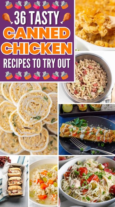 Make weeknight dinners easy with these simple and tasty canned chicken recipes. Perfect for busy nights! How To Make Canned Chicken Taste Better, Easy Canned Chicken Recipes, Canned Chicken Salad Recipe, Roasting Pan Recipes, Weeknight Dinners Easy, Canned Chicken Recipes, Sliders Recipes Chicken, Cheesy Chicken Pasta, Chicken Recipes Easy Quick