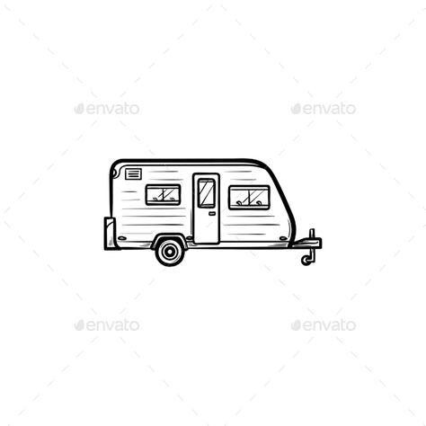 Camper Hand Drawn Outline Doodle Icon #Drawn, #Hand, #Camper, #Icon Caravan Tattoo Ideas, Camper Tattoo Simple, Small Camper Tattoo, Camper Drawing Simple, Caravan Doodle, Camper Tattoo Ideas, Camper Tattoos, Camper Doodle, Caravan Tattoo