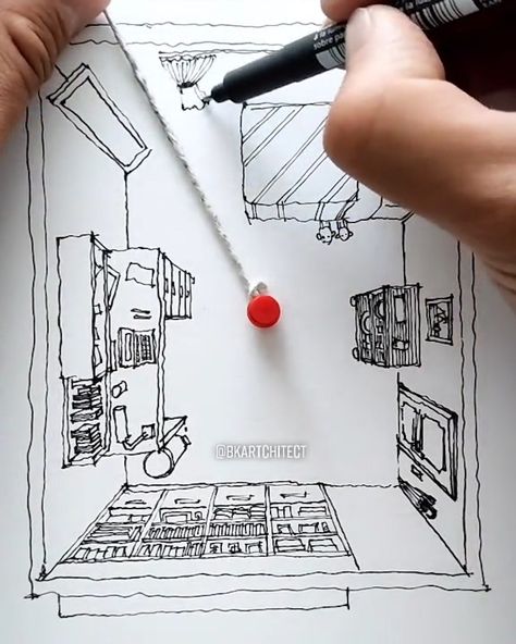 2point Perspective Drawings, Simple Perspective Drawing, Perspective Architecture Drawing, Simple Architecture Drawing, Perspective Drawing Ideas, Perspective Drawing Tutorial, One Perspective Drawing, Draw Perspective, Illustration Perspective