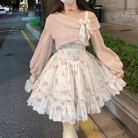 Lolita Outfit, 2 Piece Dress, Lolita Outfits, Kawaii Dress, Kawaii Fashion Outfits, Women Pink, Dress Jacket, Sweet Lolita, Knitted Coat