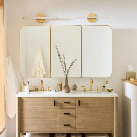 Seamless Triple Medicine Cabinet | West Elm Large Medicine Cabinet, Master Bath Redo, Modern Flush Mount Lighting, Modern Bathroom Vanity Lighting, Cabinet Mirror, Recessed Medicine Cabinet, Bathroom Renovation Ideas, Bath Redo, Large Vanity