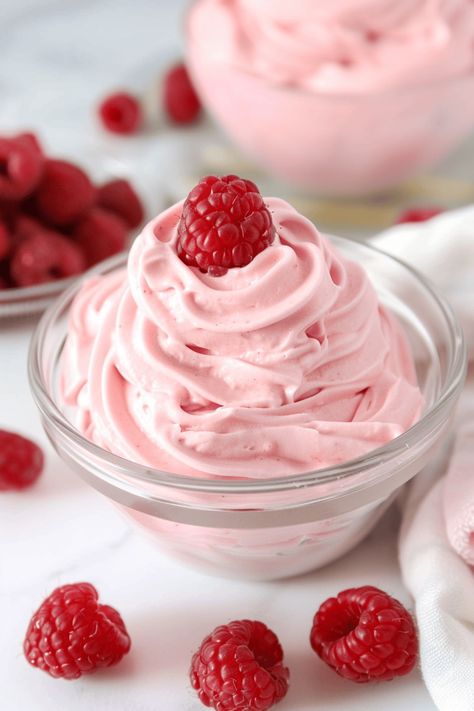 Once you've experienced the joy of raspberry whipped cream, you'll never settle for plain whipped cream again. It's pure magic, and I know you'll love it. Whipped Raspberry Frosting, Raspberries And Cream, Raspberry Whipped Cream Frosting, Fresh Whipped Cream Recipe, Raspberry Bavarian Cream, Cherry Whipped Cream, Raspberry Cream Filling, Raspberry Whip, Raspberry Whipped Cream