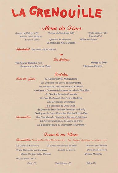 La Grenouille, New York City Beautiful Menu Design, Italian Menu Design, Bistro Menu, Menu Design Inspiration, Diner Menu, Italian Menu, Menu Layout, Menu Inspiration, Vintage Menu