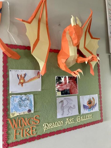 Library Display, Cool Dragons, Dragon Decor, Library Displays, Bullet Journal School, Dragon Wings, Wings Of Fire, Book Week, Fire Dragon