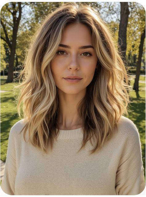 Growing Out Medium Length Hair, Fall Medium Brunette Hair Color, Curtain Bangs Medium Hair Thick Hair, Fall Midlength Hairstyles, Medium Hair With Soft Layers, Hair Style 2024 Girl Medium, Dark Blonde Hair 2024, Medium Hair Short Layers, Medium Hair Cuts Idea