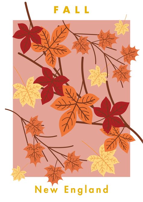 Fall - New England Do you live in beautiful New England? Or know someone who dreams of going on an autumnal roadtrip? Or maybe you're decorating for fall and Halloween? This print would make the perfect addition to the home of any lover of the Fall season. A beautiful print showcasing what New England is best known for - the autumnal foliage! We can assure you this print really adds some cosiness to a room. Our print is available as a printable digital download in A3, A4 and A6 sizes - easy to p Halloween Poster Prints, Fall Wall Pictures, Autumn Wall Decorations, Fall Framed Art, Fall Posters For Room, Autumn Prints Art, Aesthetic Fall Posters, Halloween Digital Products, Fall Posters Autumn