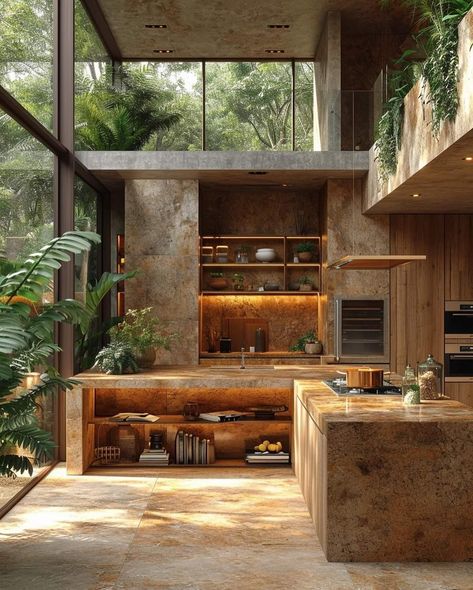 Brazil Jungle, Jungle Villa, Moroccan Villa, Brazil Houses, Japan City, Modern Luxury Kitchen, Jungle House, Bali House, Casa Country