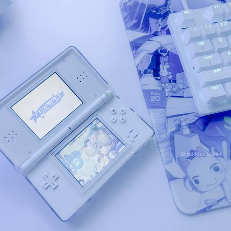 a tiny project of mine 🌐⋆｡°✩🌀 made a theme for my nds with my logo and rei ٩>ᴗ<)و . . . white setup | cyber core | nintendo ds lite ⤷ #desksetup #cozysetup #gaming #gamingsetup #deskaesthetic #aesthetic #cybercore #setupinspiration #setupinspo #pcsetup #pcgaming #softaesthetic #nintendods #ndslite #nintendodslite #nintendo Ds Lite Aesthetic, Nintendo Ds Lite Aesthetic, White Setup, Aesthetic Cybercore, Room Moodboard, Nintendo Dsi, Nintendo Ds Lite, Big Board, Ds Lite